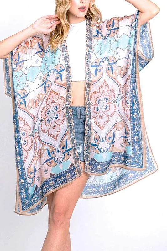 Mandala Boho Printed Kimono Cardigan