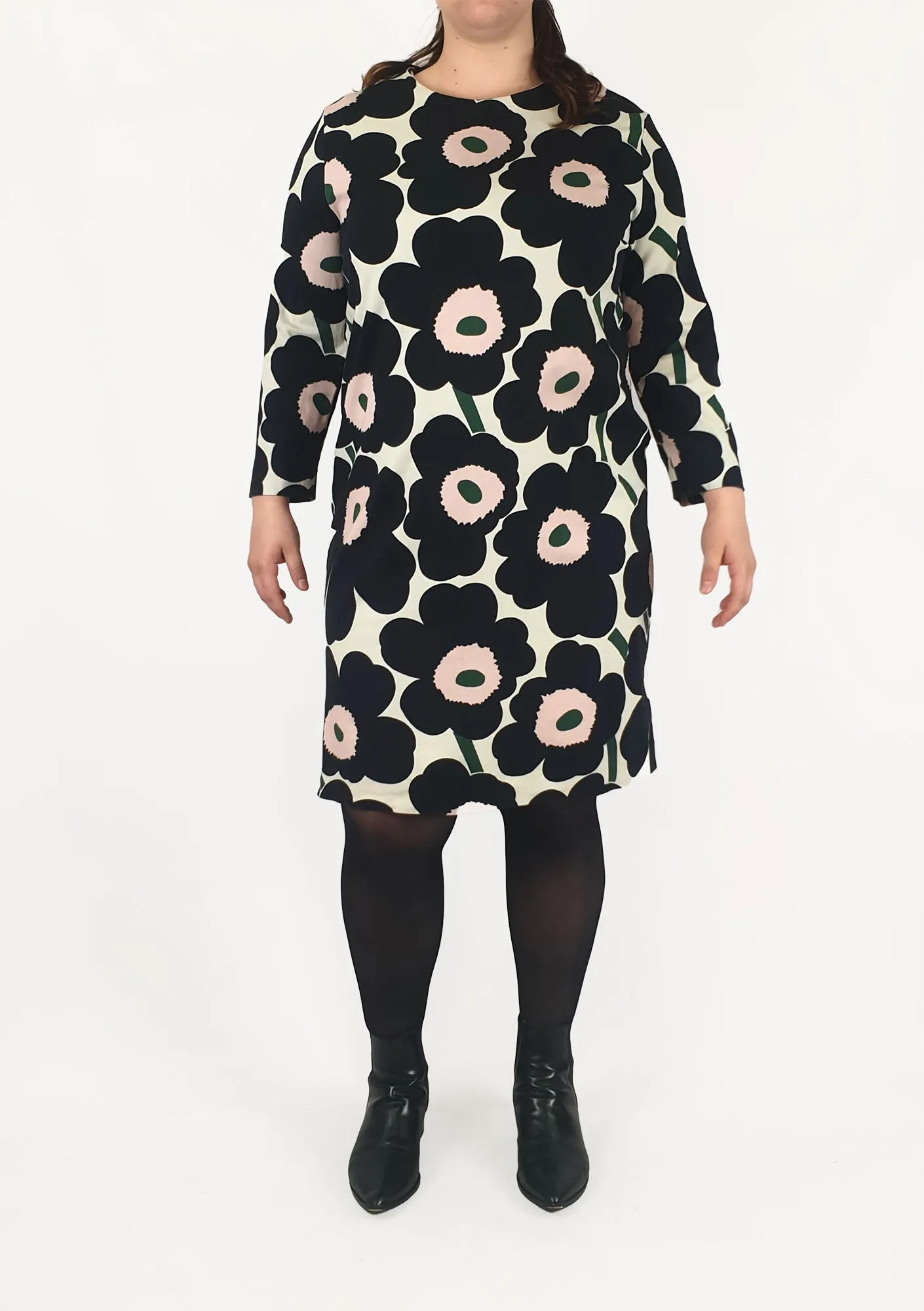 Marimekko flower print long sleeve dress fits 14-16