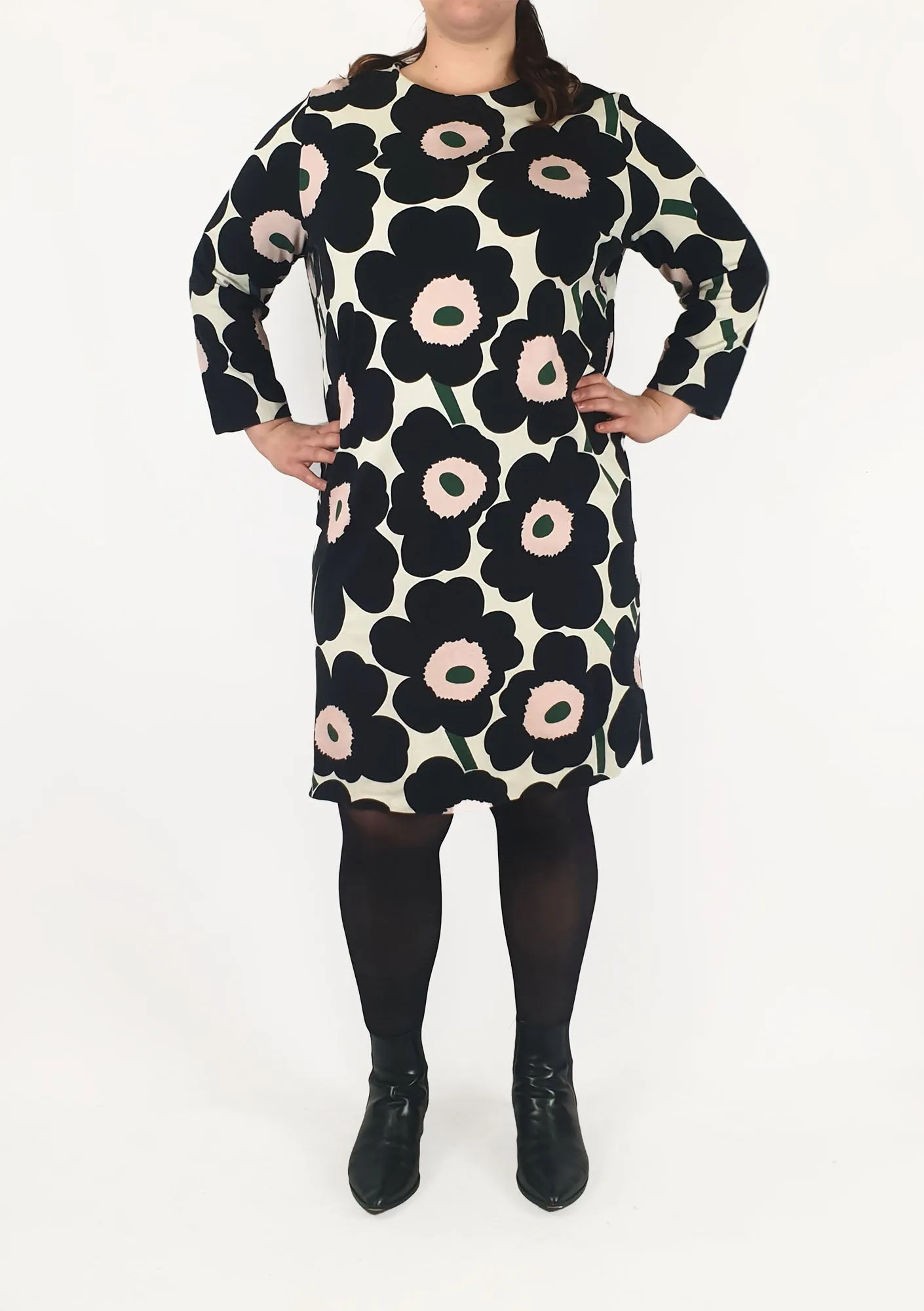 Marimekko flower print long sleeve dress fits 14-16