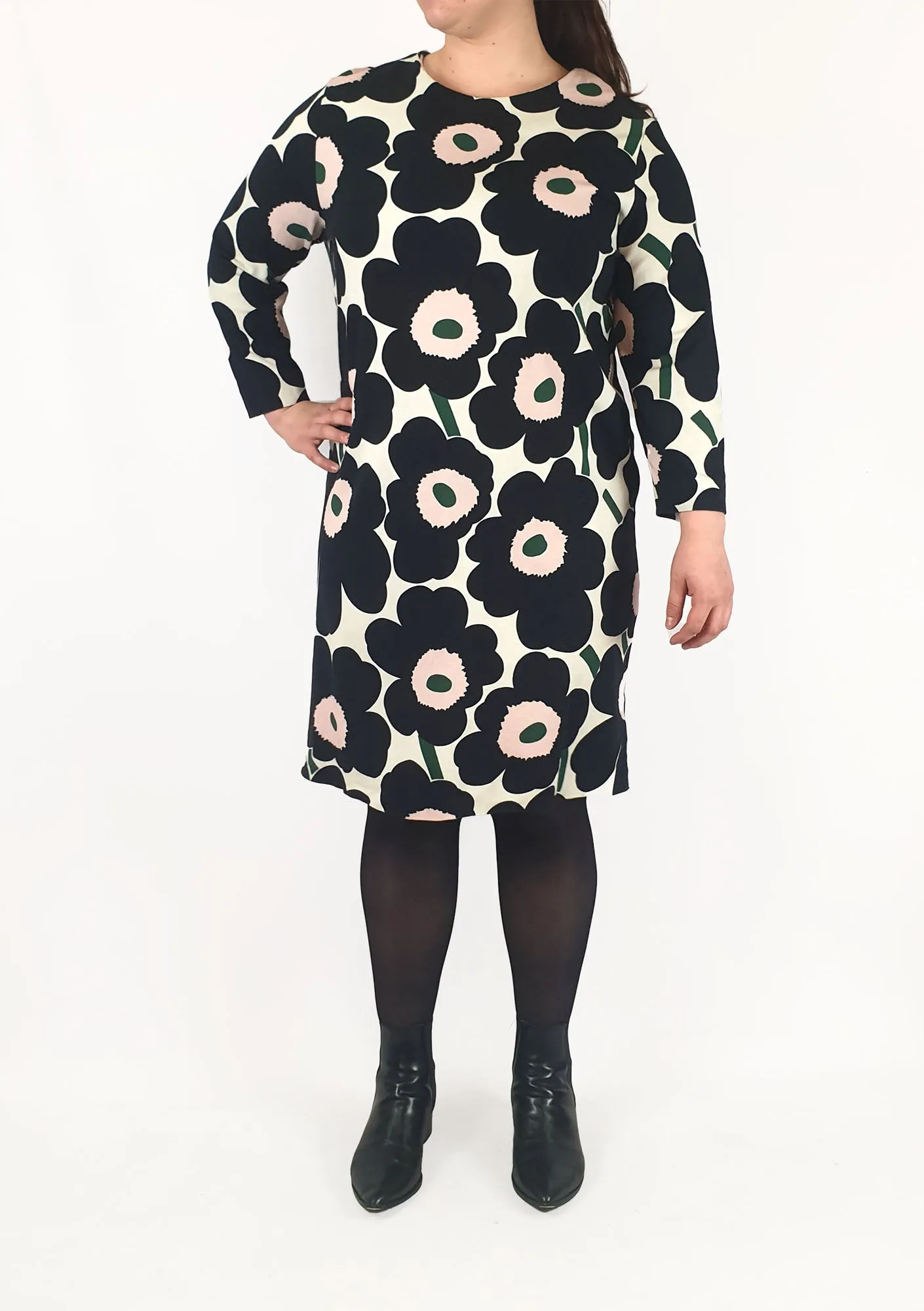 Marimekko flower print long sleeve dress fits 14-16