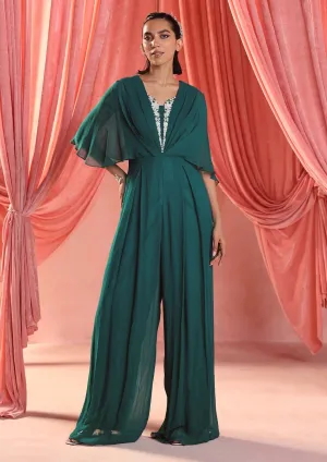 Maya emerald green draped jumpsuit
