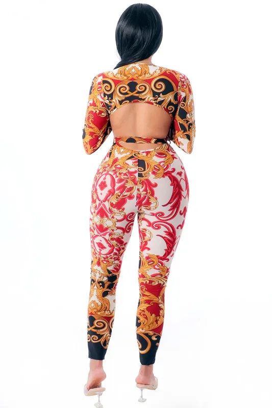 McKenzie VNeck Printed Jumpsuit