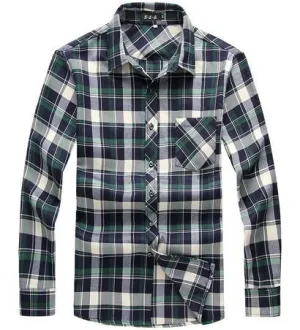 Men's Casual Long Sleeve Plaid Shirt Up To 6XL
