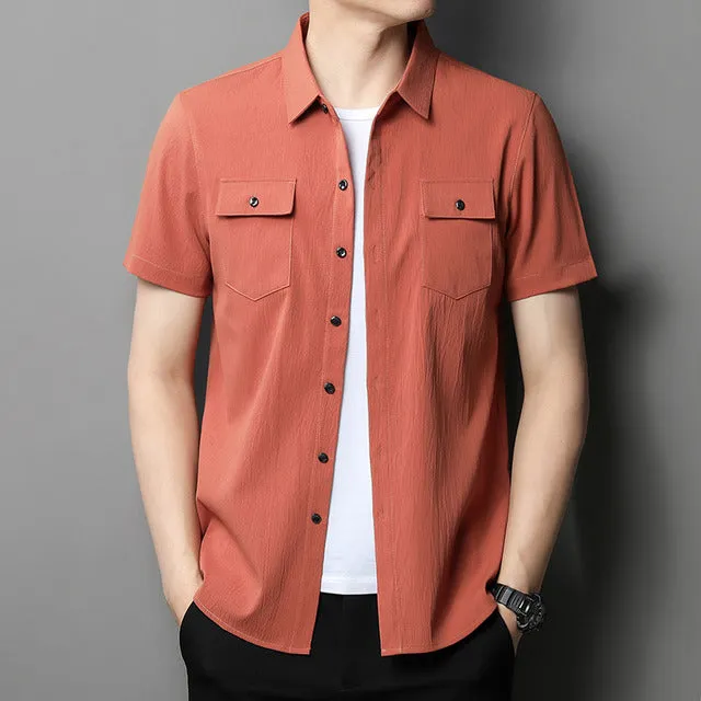 Men's Casual Short Sleeve Two Pocket Shirt