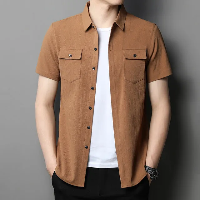 Men's Casual Short Sleeve Two Pocket Shirt