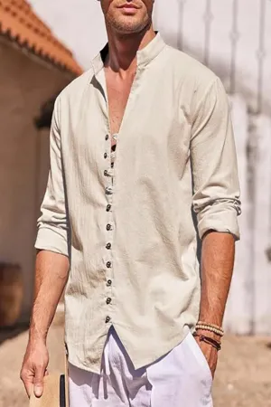 Men's Cotton Linen Long Sleeve Shirts