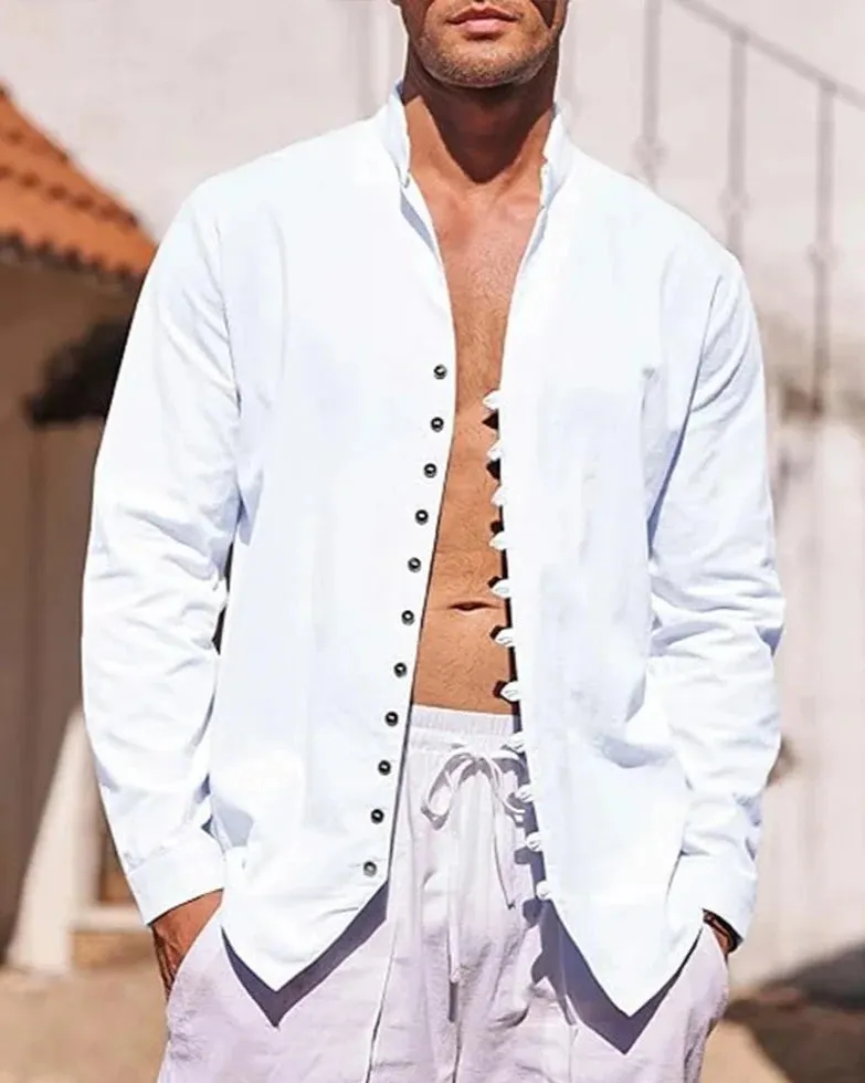 Men's Cotton Linen Long Sleeve Shirts