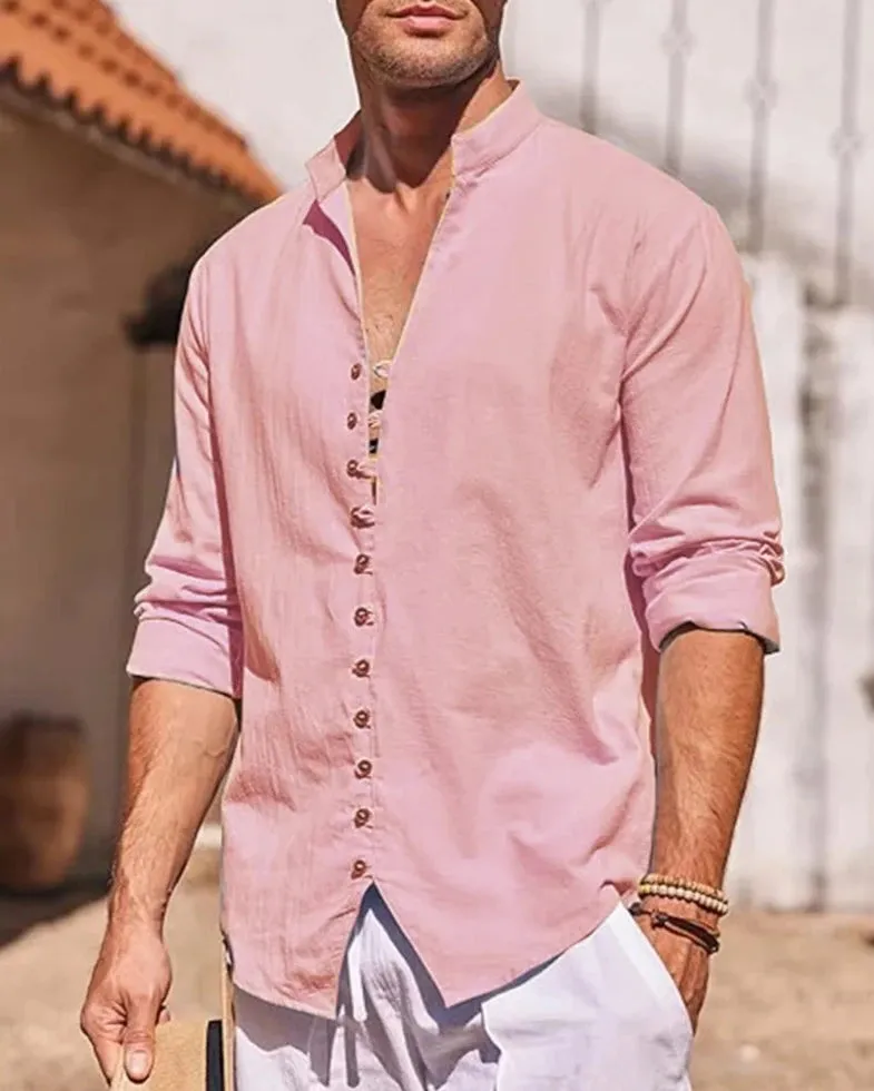 Men's Cotton Linen Long Sleeve Shirts