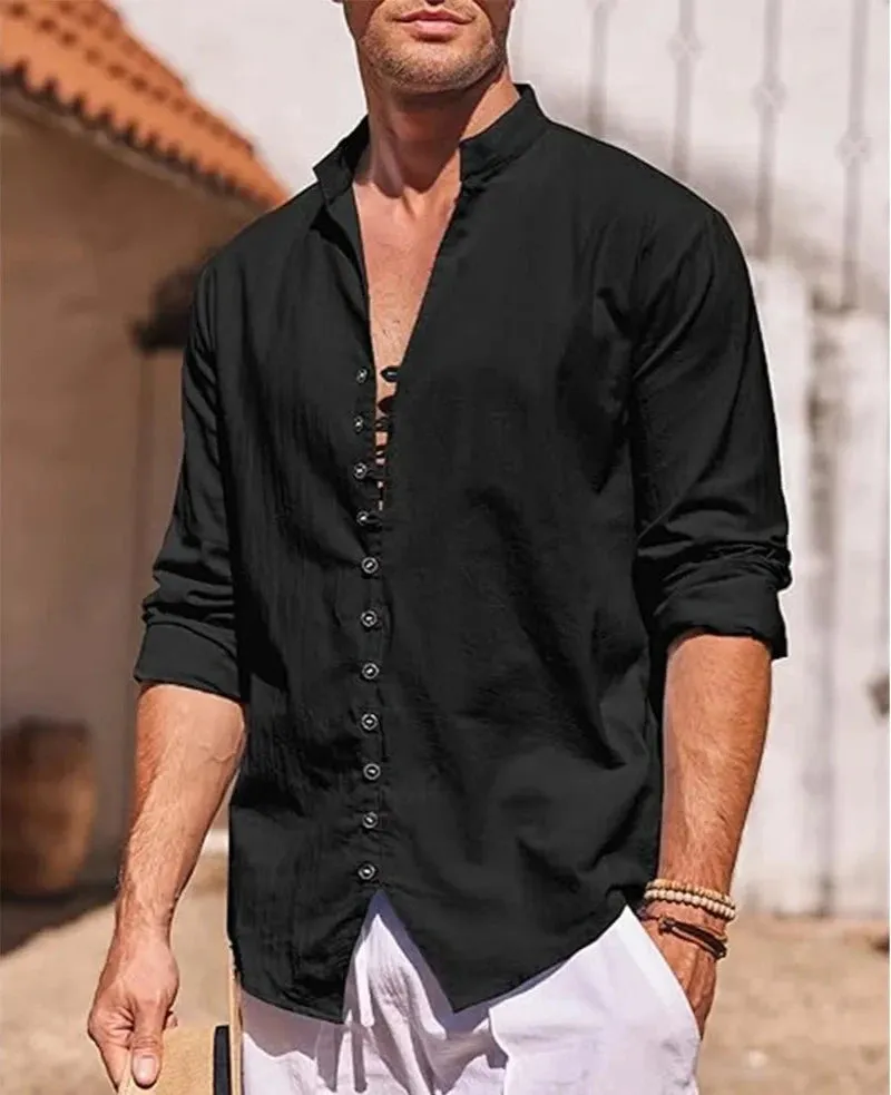 Men's Cotton Linen Long Sleeve Shirts