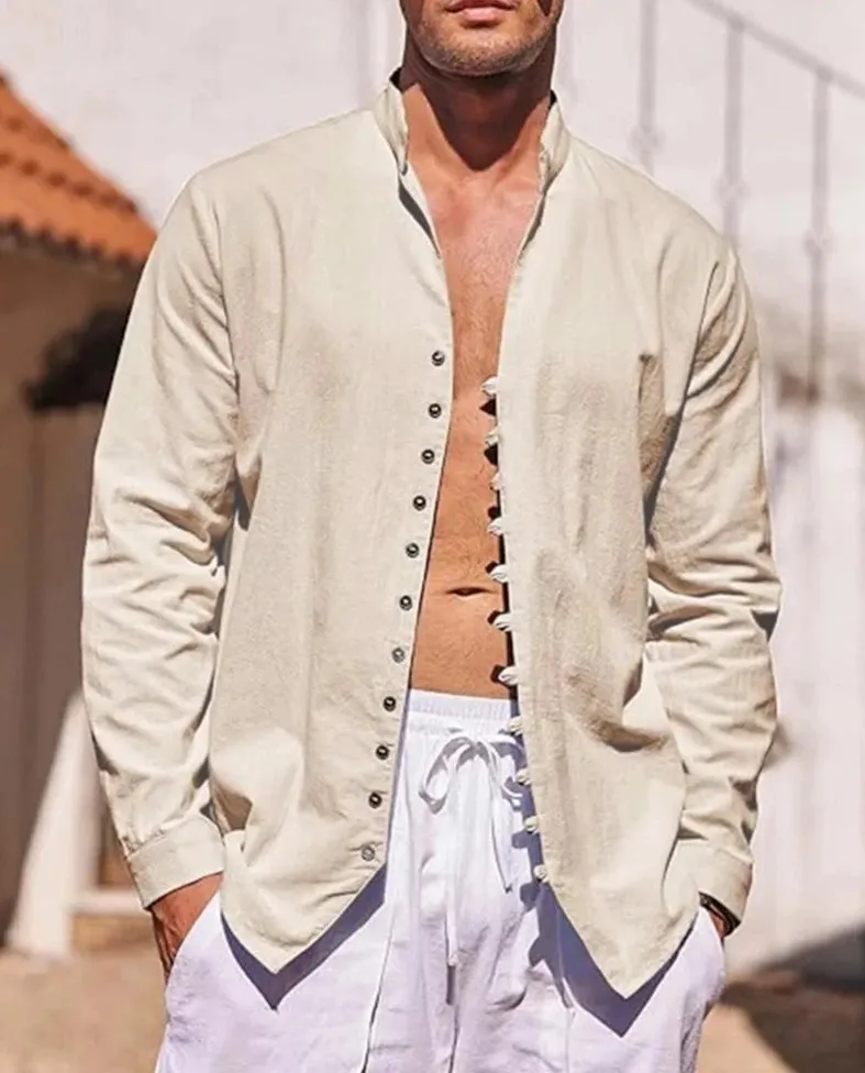 Men's Cotton Linen Long Sleeve Shirts