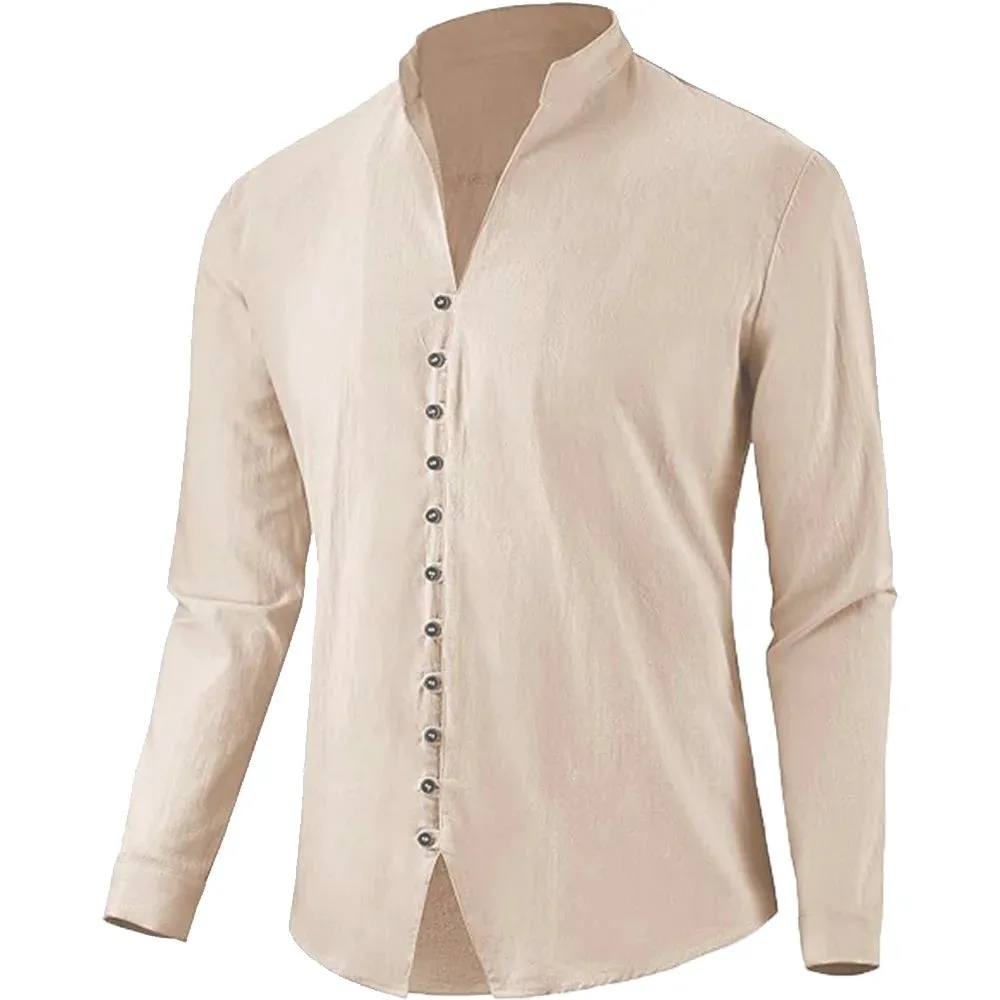 Men's Cotton Linen Long Sleeve Shirts