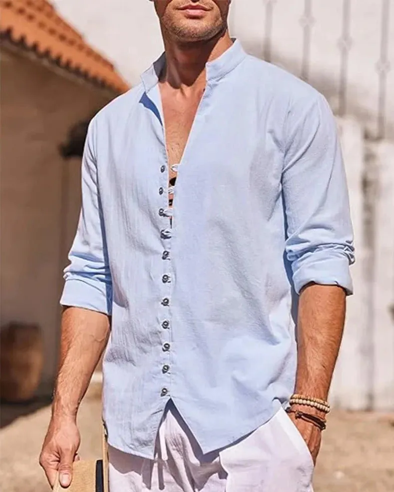 Men's Cotton Linen Long Sleeve Shirts