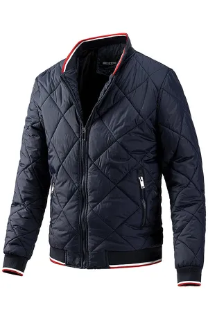 Men's diamond plaid baseball cotton padded jacket