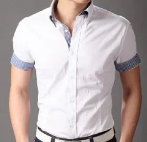 Men's Fashion Short sleeve Patchwork Dress Shirt