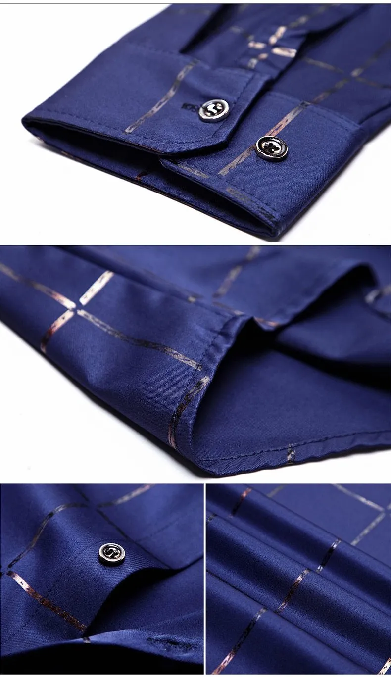 Men's Long Sleeve Plaid Dress Shirt