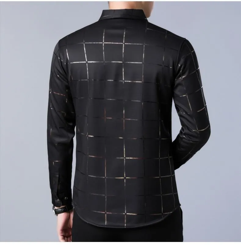 Men's Long Sleeve Plaid Dress Shirt