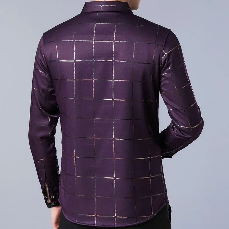 Men's Long Sleeve Plaid Dress Shirt