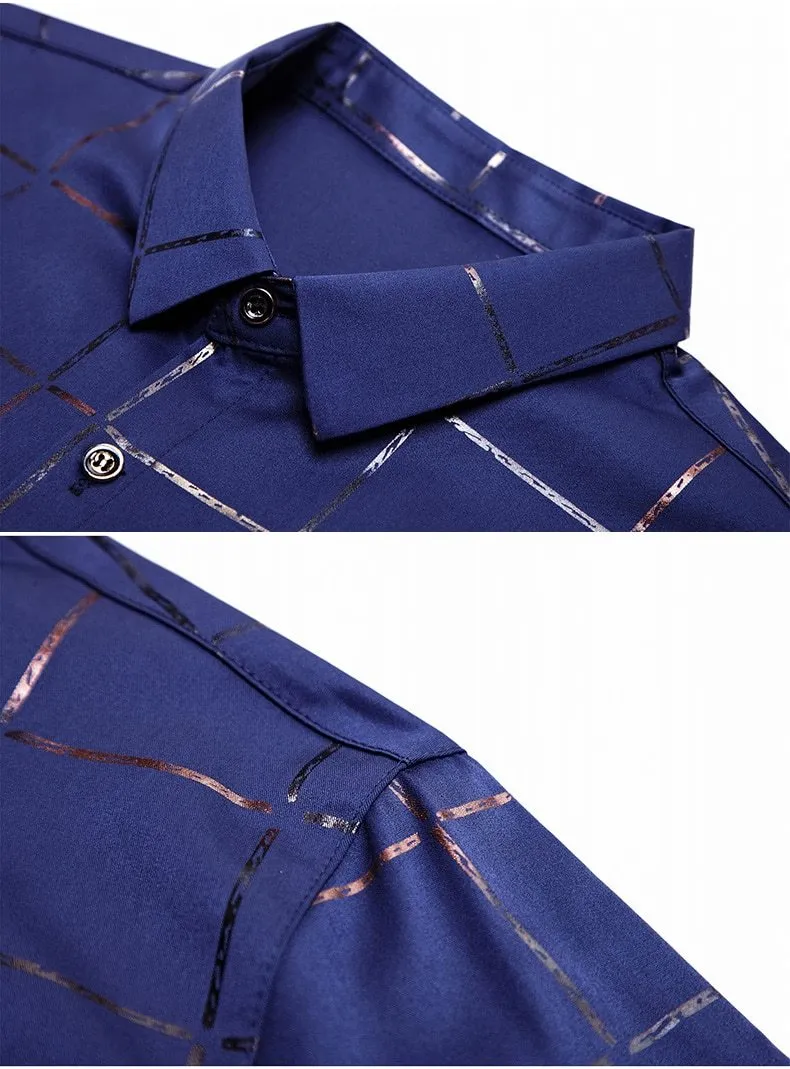 Men's Long Sleeve Plaid Dress Shirt
