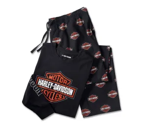 Men's Men's Bar & Shield Long Sleeve Pajama Set - Harley Black