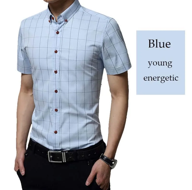 Men's Plaid Cotton Short Sleeve Shirt