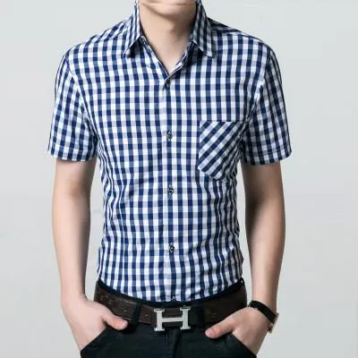 Men's Plaid Dress Shirt Up To 4XL