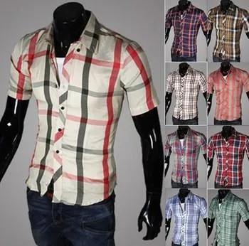 Men's Short Sleeve Plaid Shirt