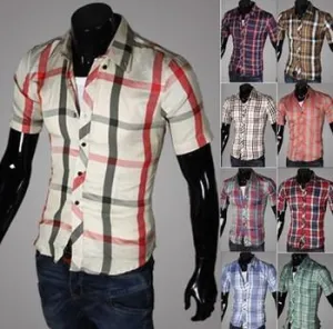 Men's Short Sleeve Plaid Shirt