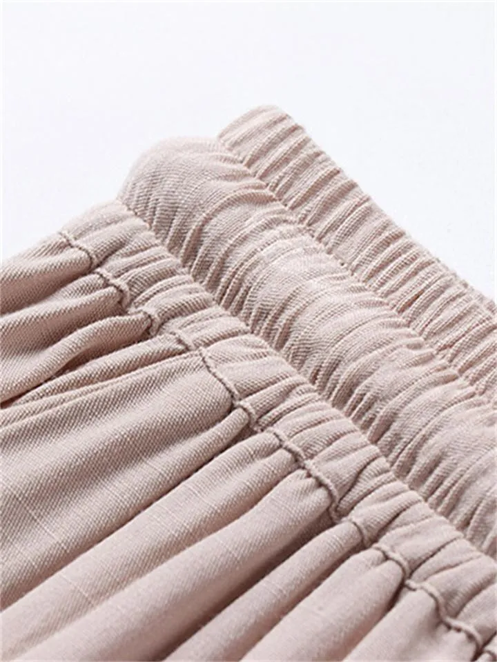 Men's Summer Casual Cotton And Linen Pants Sports Straight Wide Leg Pants
