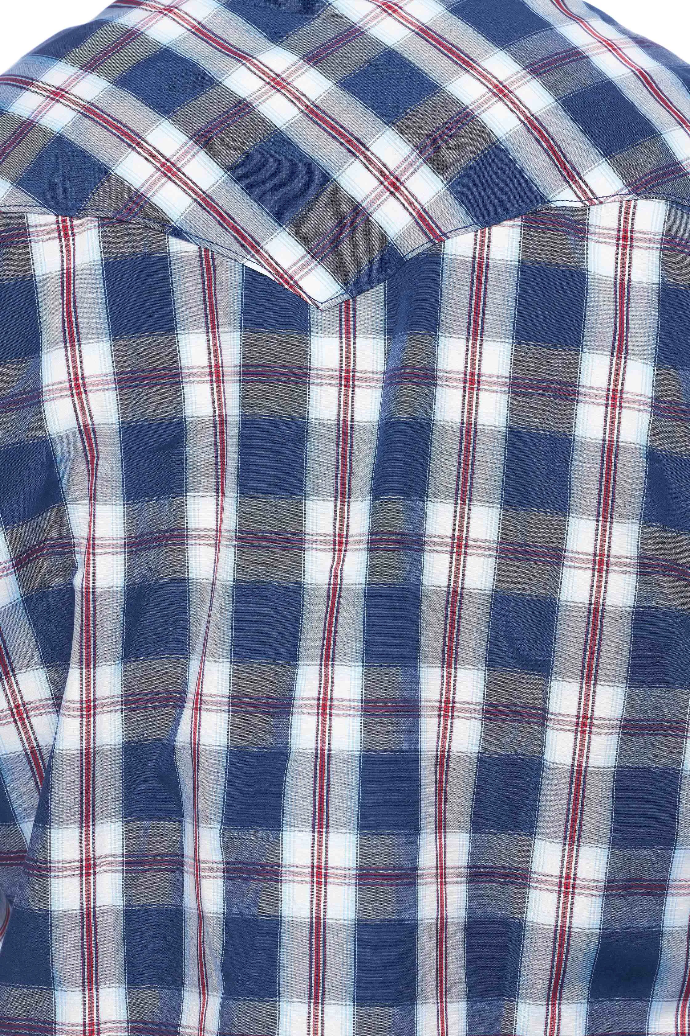 Men's Western Long Sleeve Pearl Snap Plaid Shirt-PS400-403