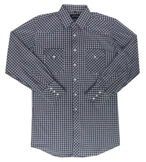 Men's Western Shirt: White Horse Plaid Navy White