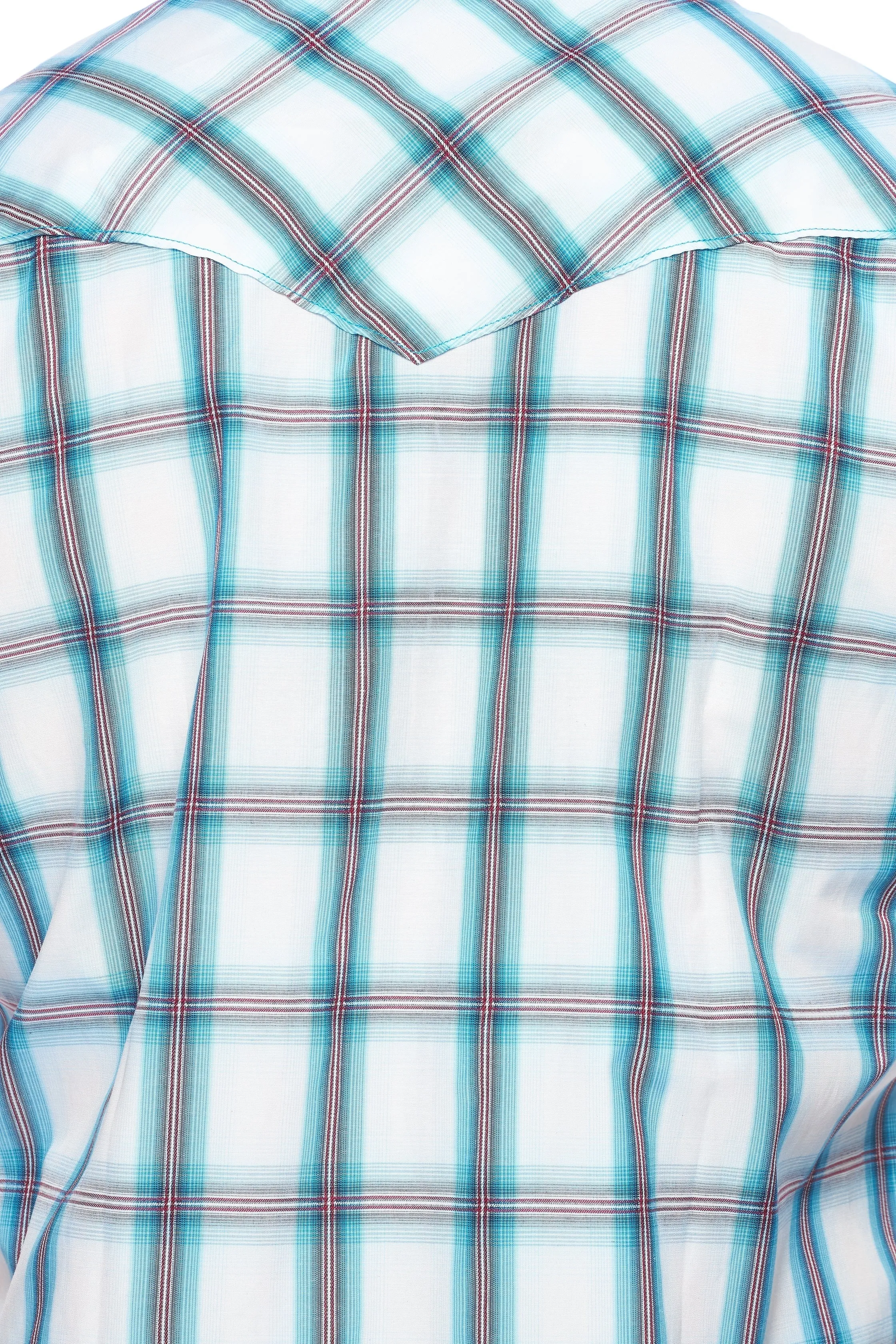 Men's Western Short Sleeve Pearl Snaps Plaid Shirt-PS400S-410