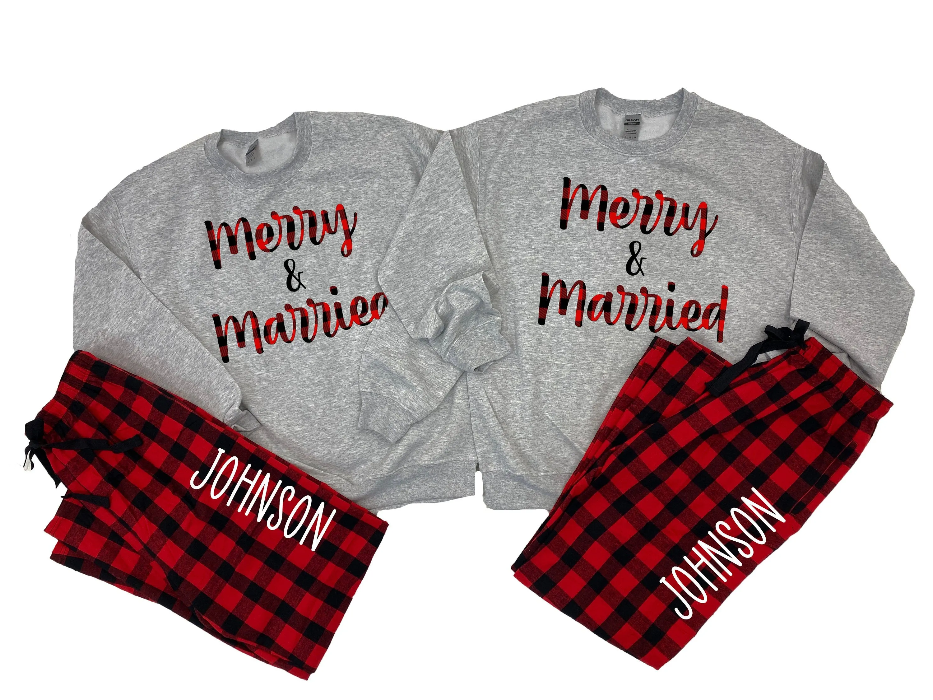 Merry & Married Customized Christmas Matching Pajamas