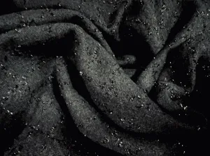 Metallic Wool jacquard woven fabric, per metre - lurex check - black on black