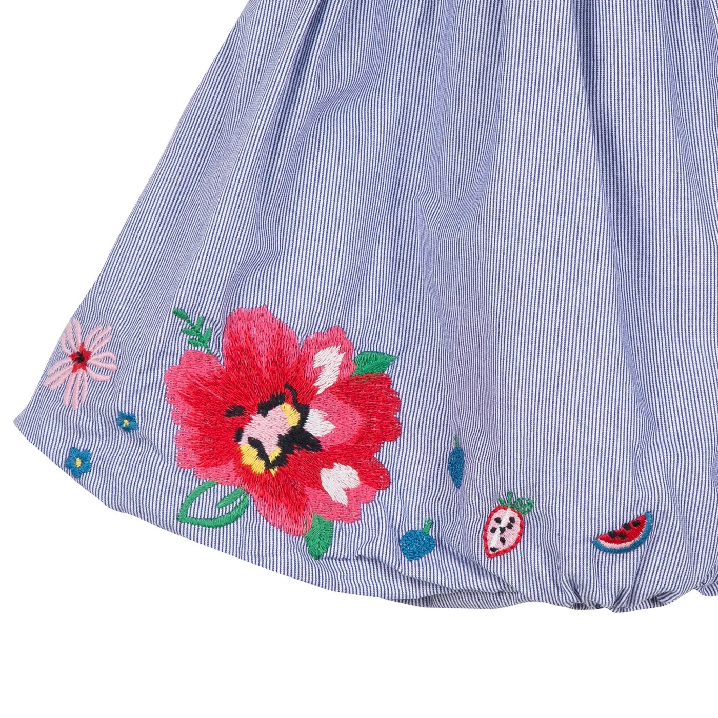Micro Stripe Rompers with Embroidery