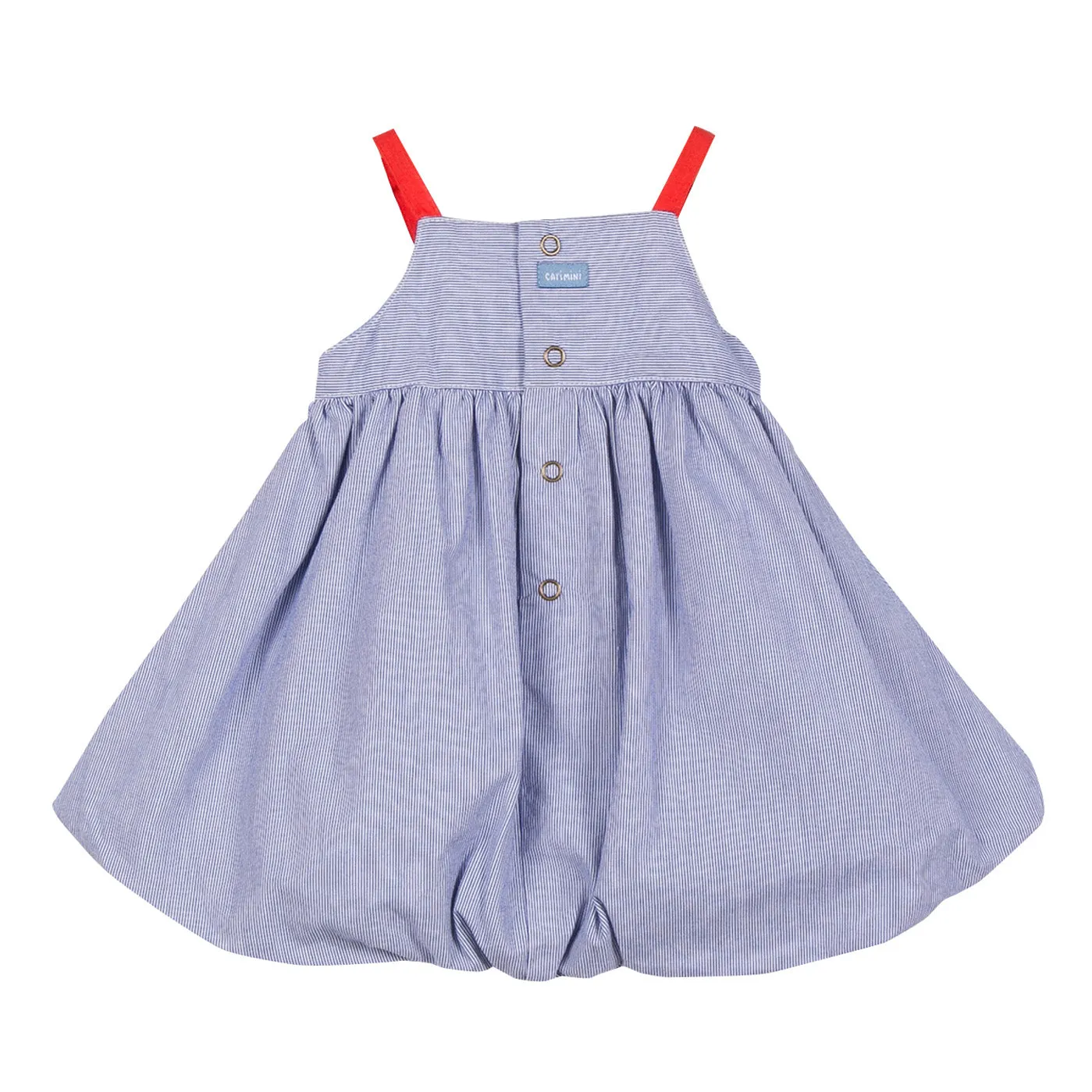Micro Stripe Rompers with Embroidery