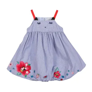 Micro Stripe Rompers with Embroidery