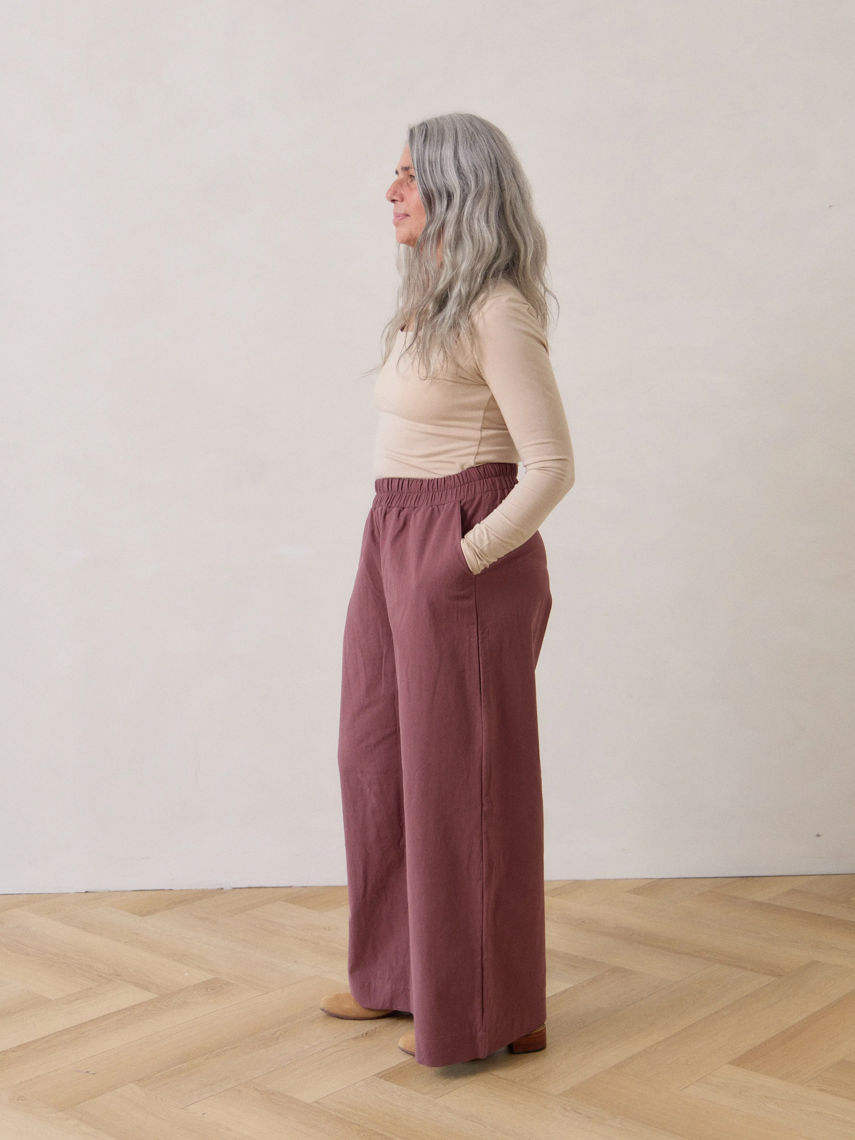 MIDNIGHT MAUVE COTTON CREPE LORETTA PANT