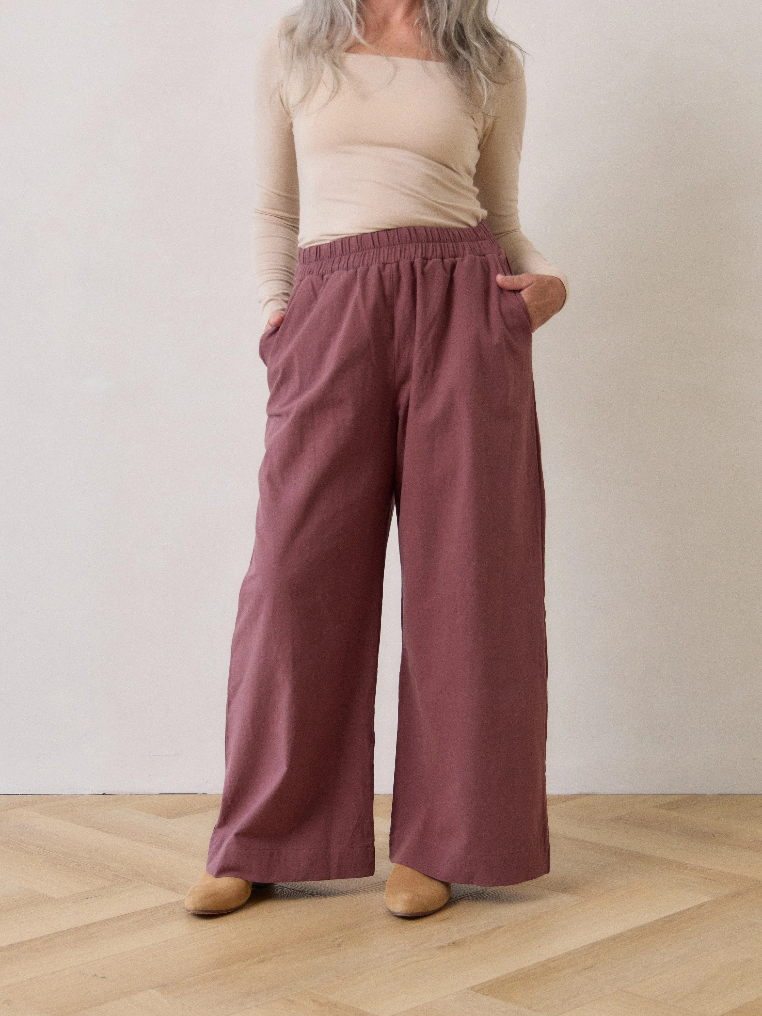 MIDNIGHT MAUVE COTTON CREPE LORETTA PANT