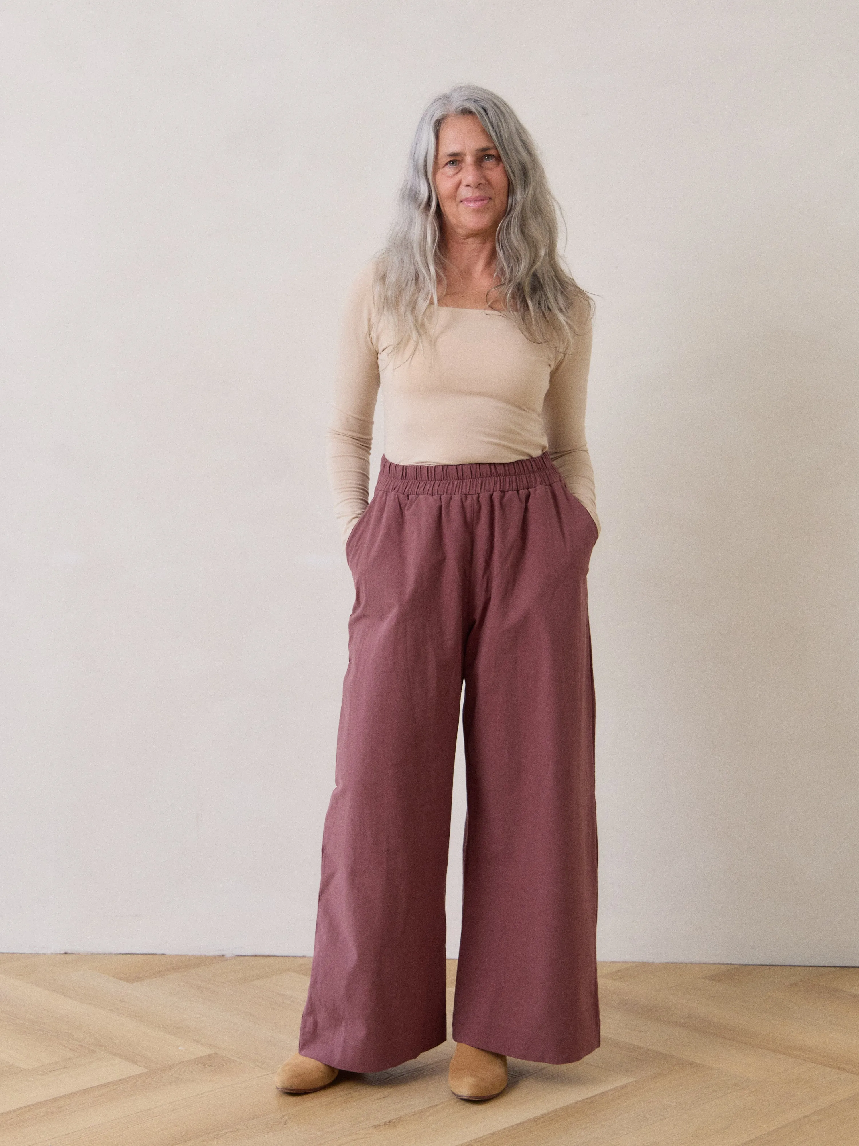 MIDNIGHT MAUVE COTTON CREPE LORETTA PANT