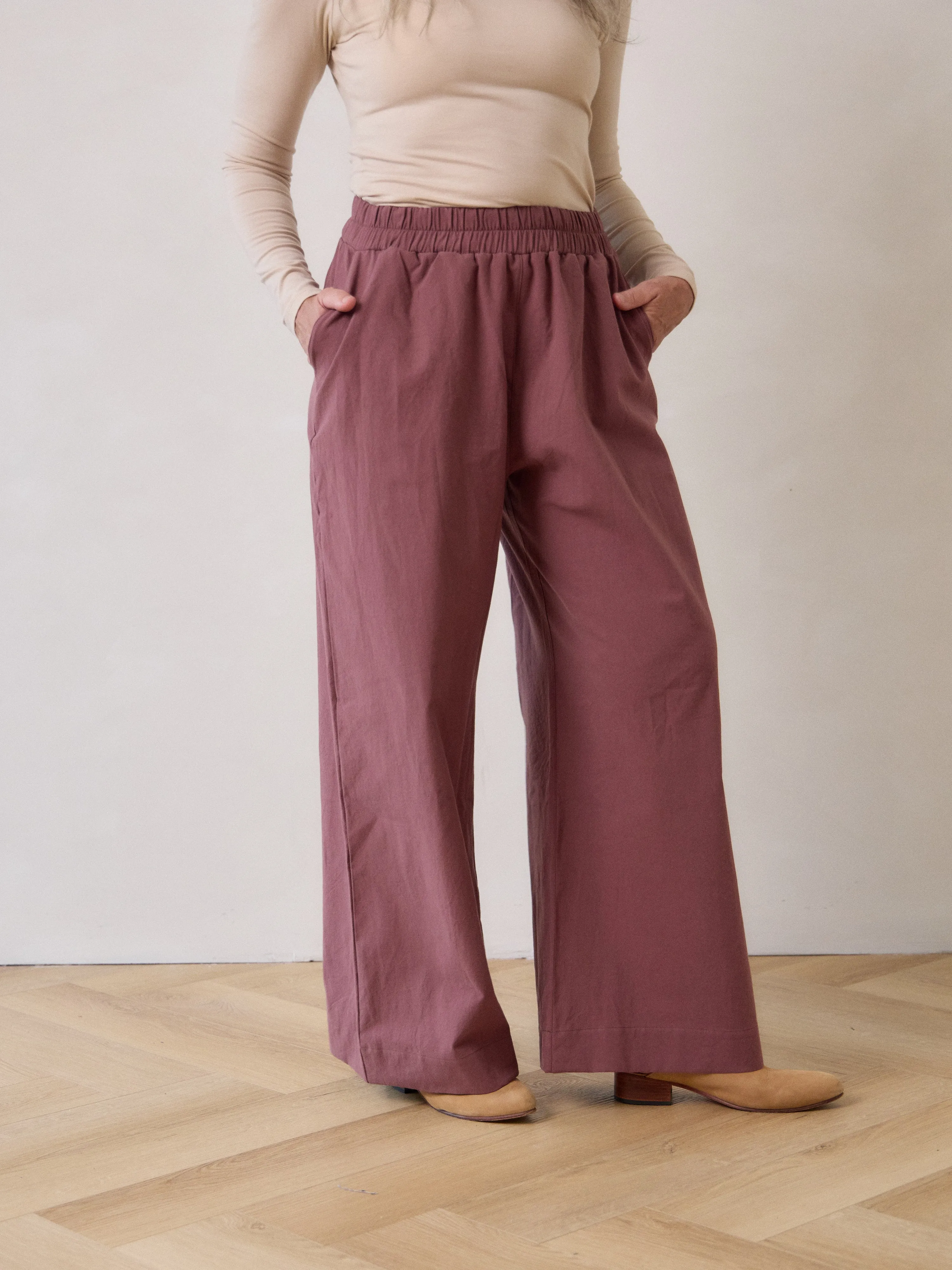 MIDNIGHT MAUVE COTTON CREPE LORETTA PANT