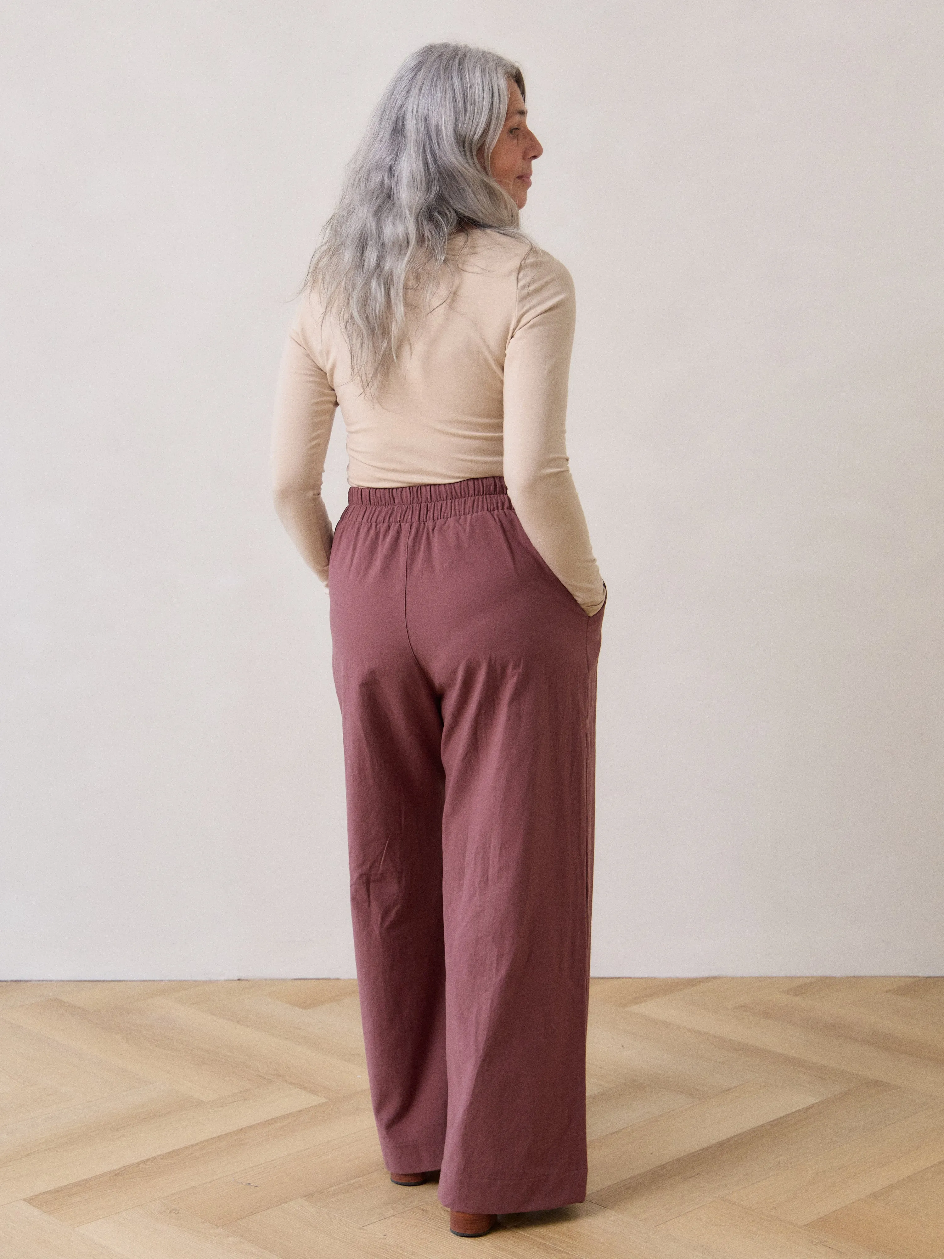 MIDNIGHT MAUVE COTTON CREPE LORETTA PANT