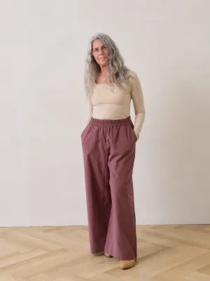 MIDNIGHT MAUVE COTTON CREPE LORETTA PANT