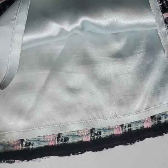 MILLY OF NEW YORK pink wool plaid skirt 6