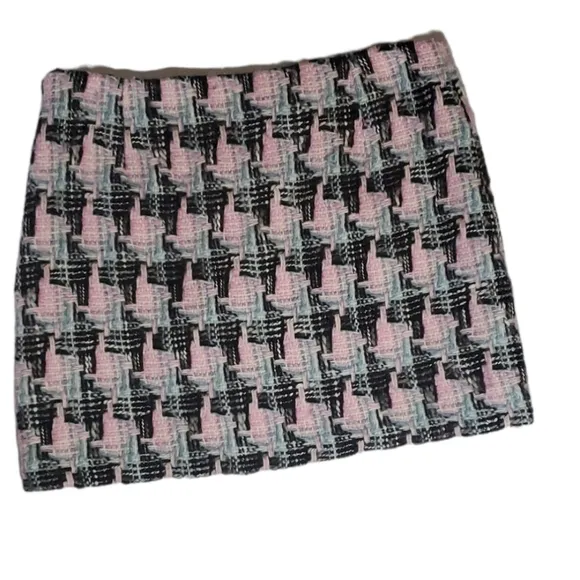 MILLY OF NEW YORK pink wool plaid skirt 6