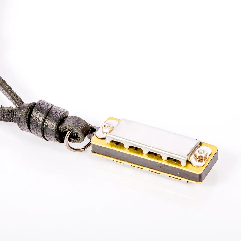 Mini Harmonica Leather Necklace