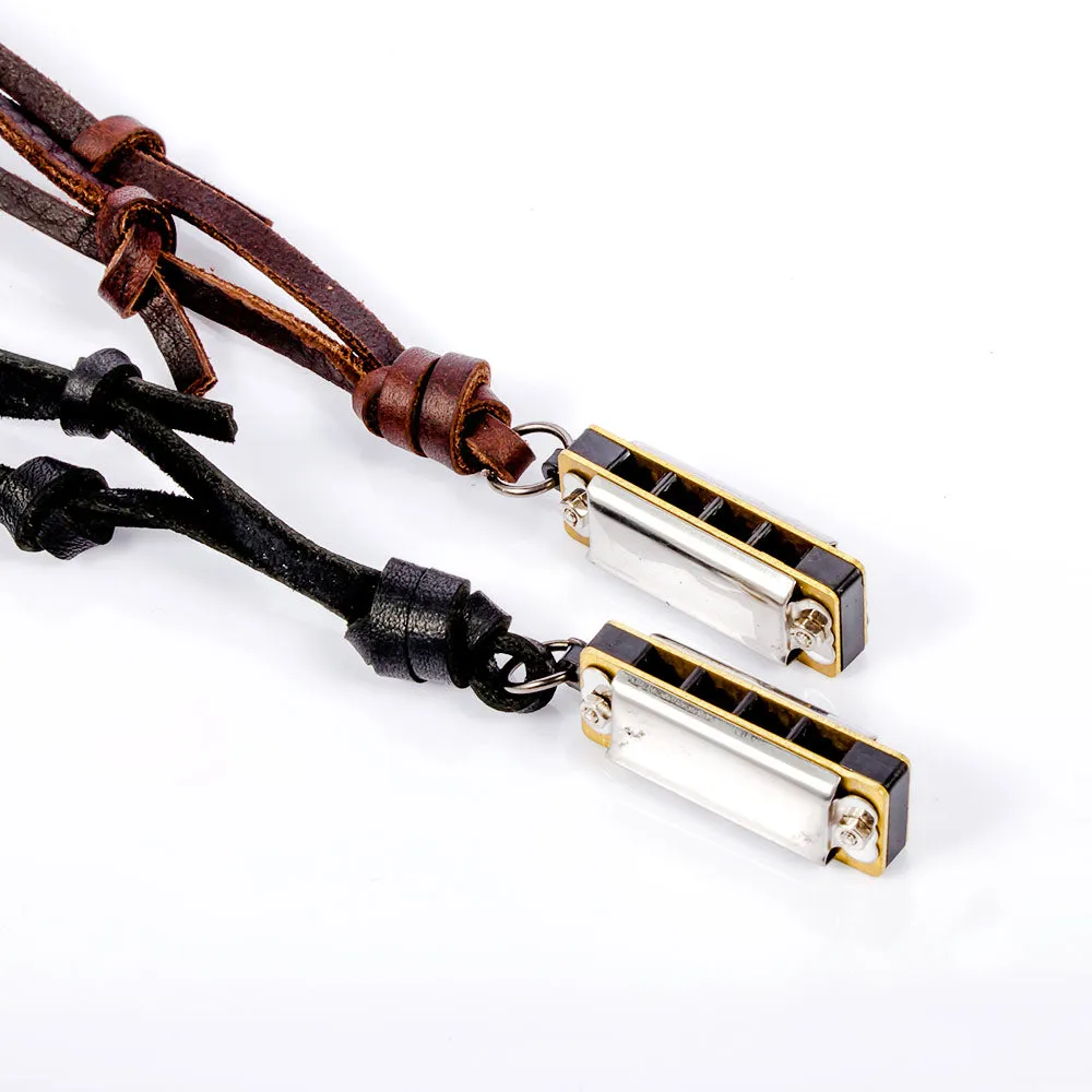 Mini Harmonica Leather Necklace