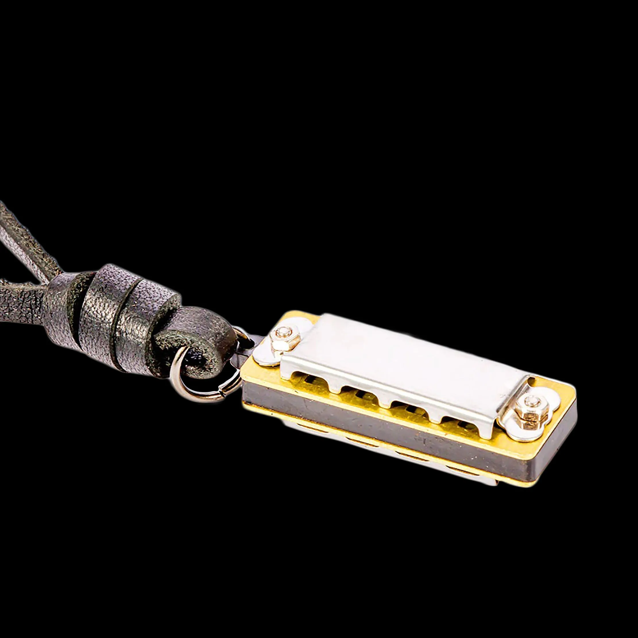 Mini Harmonica Leather Necklace