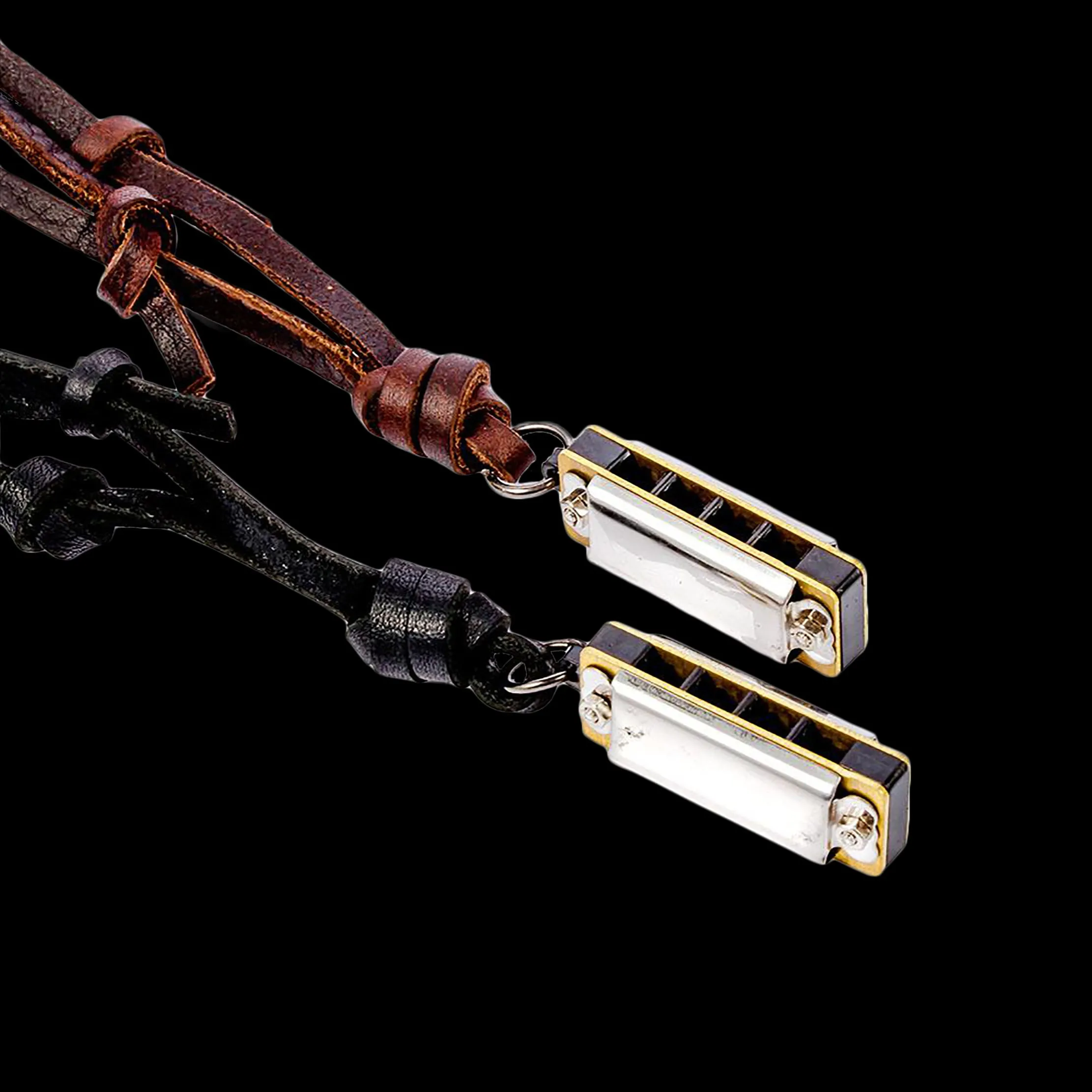 Mini Harmonica Leather Necklace