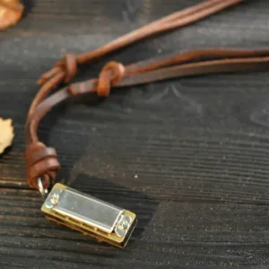 Mini Harmonica Leather Necklace