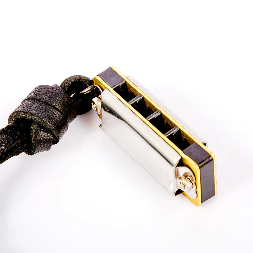Mini Harmonica Leather Necklace